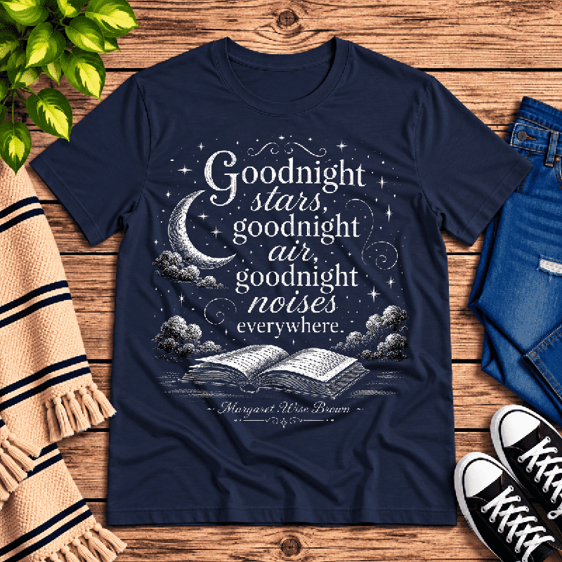 Goodnight Stars Premium T-Shirt in navy, flat lay