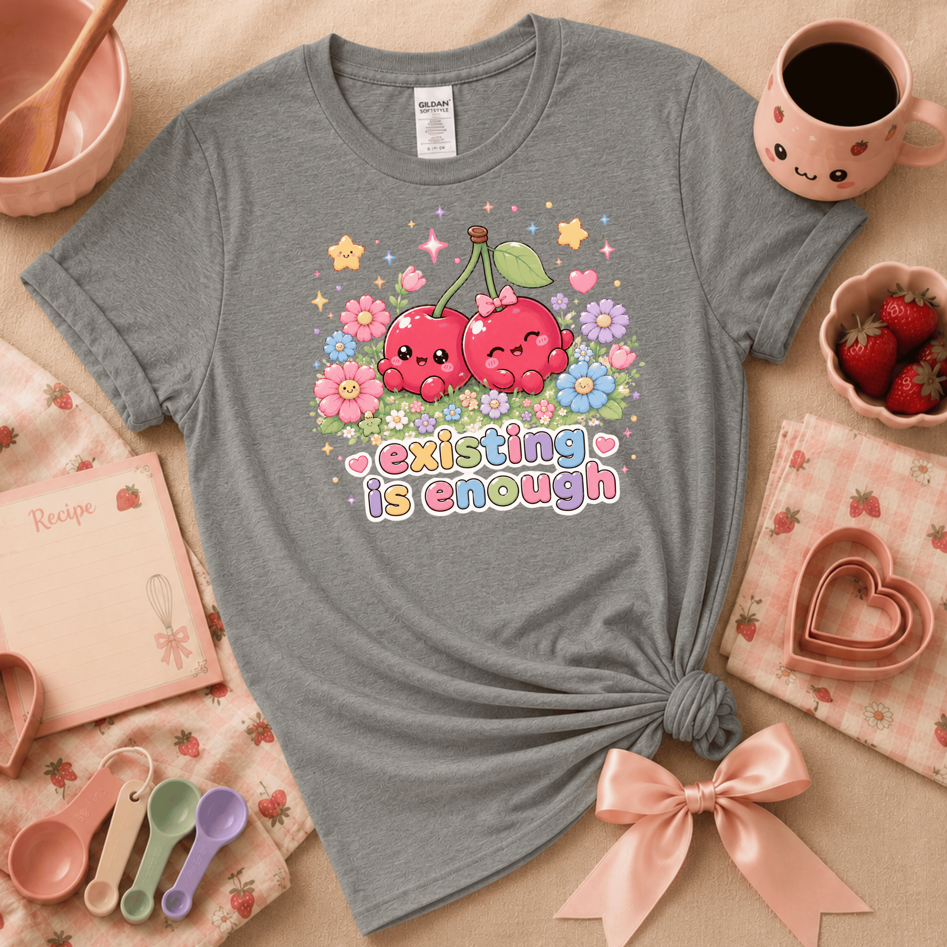 Existing Is Enough | Cute Food Graphic T-Shirt