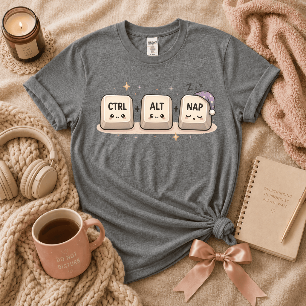 CTRL + ALT + NAP | Funny Introvert Graphic T-Shirt