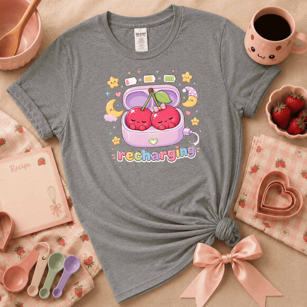 Recharging Cherries | Funny Introvert Graphic T-Shirt