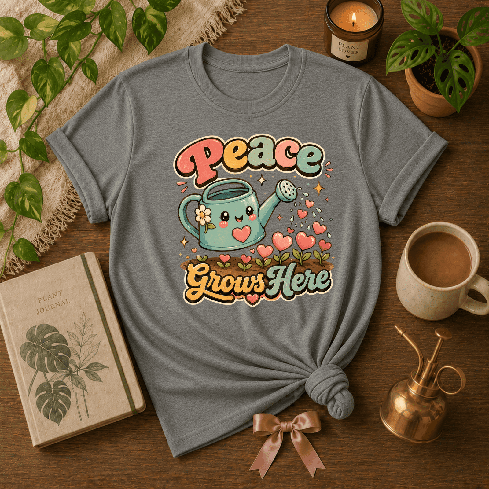 Peace Grows Here | Plant Lover Graphic T-Shirt