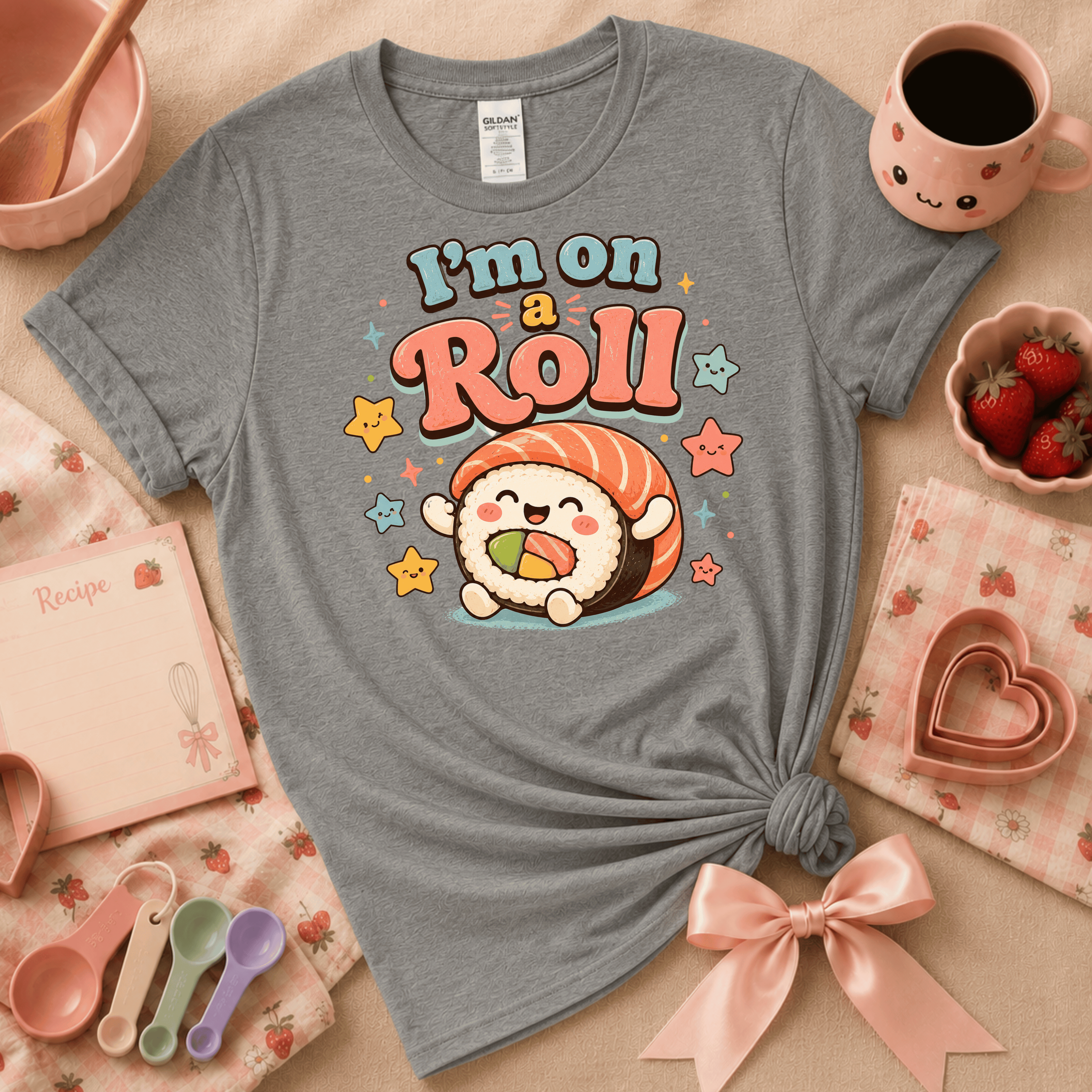 I'm On A Roll | Cute Food Graphic T-Shirt