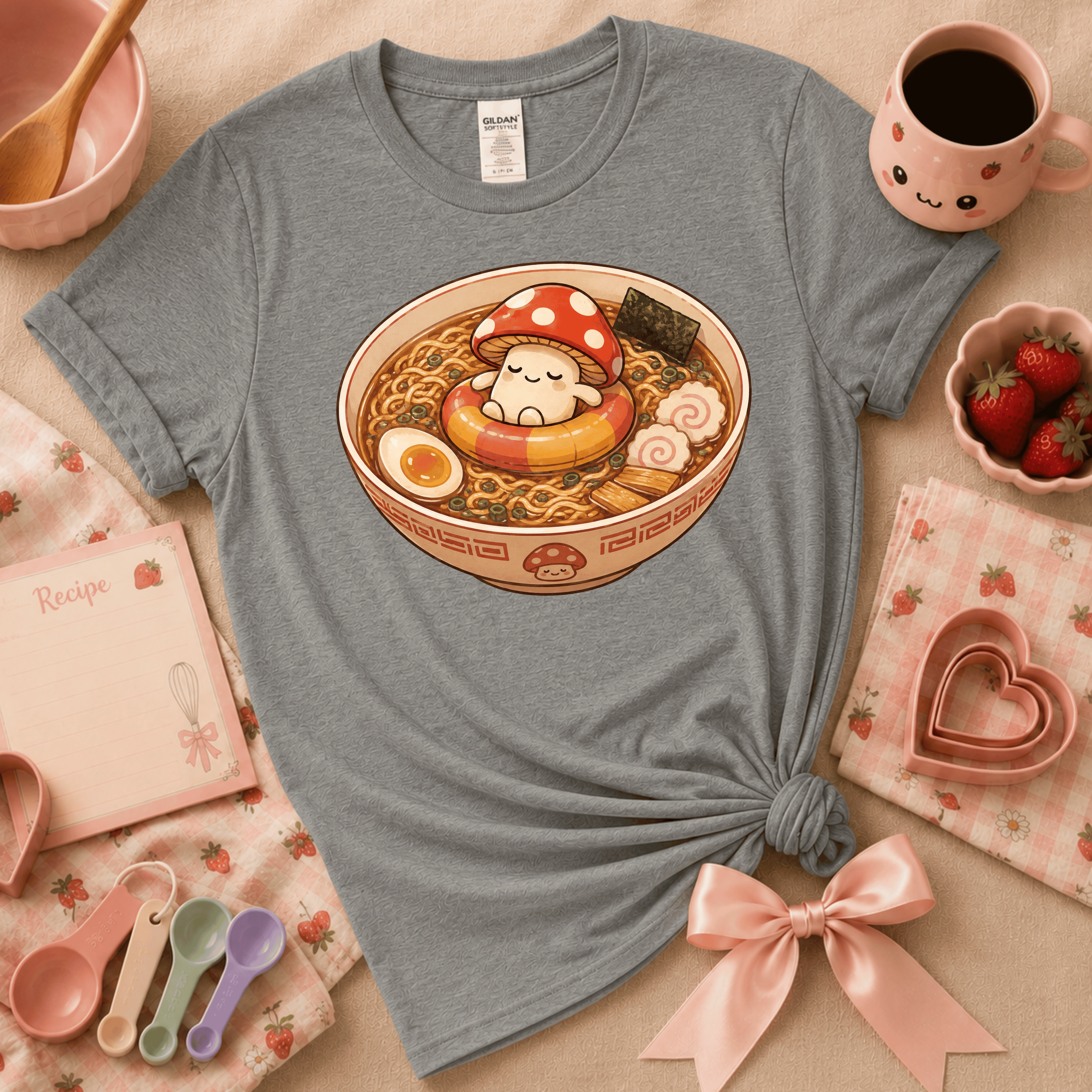 Mushroom Float | Cute Food Graphic T-Shirt