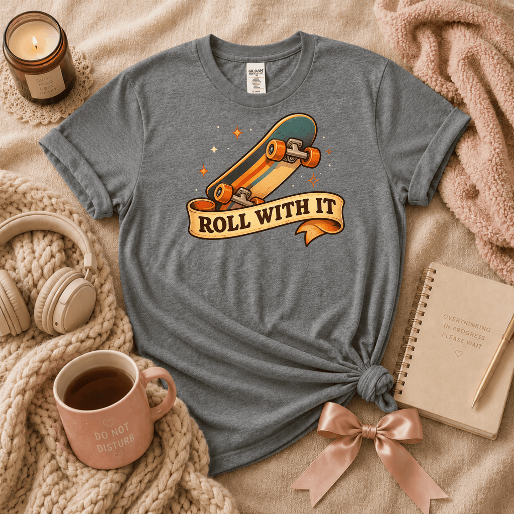 Roll With It Skateboard | Cute Food Graphic T-Shirt