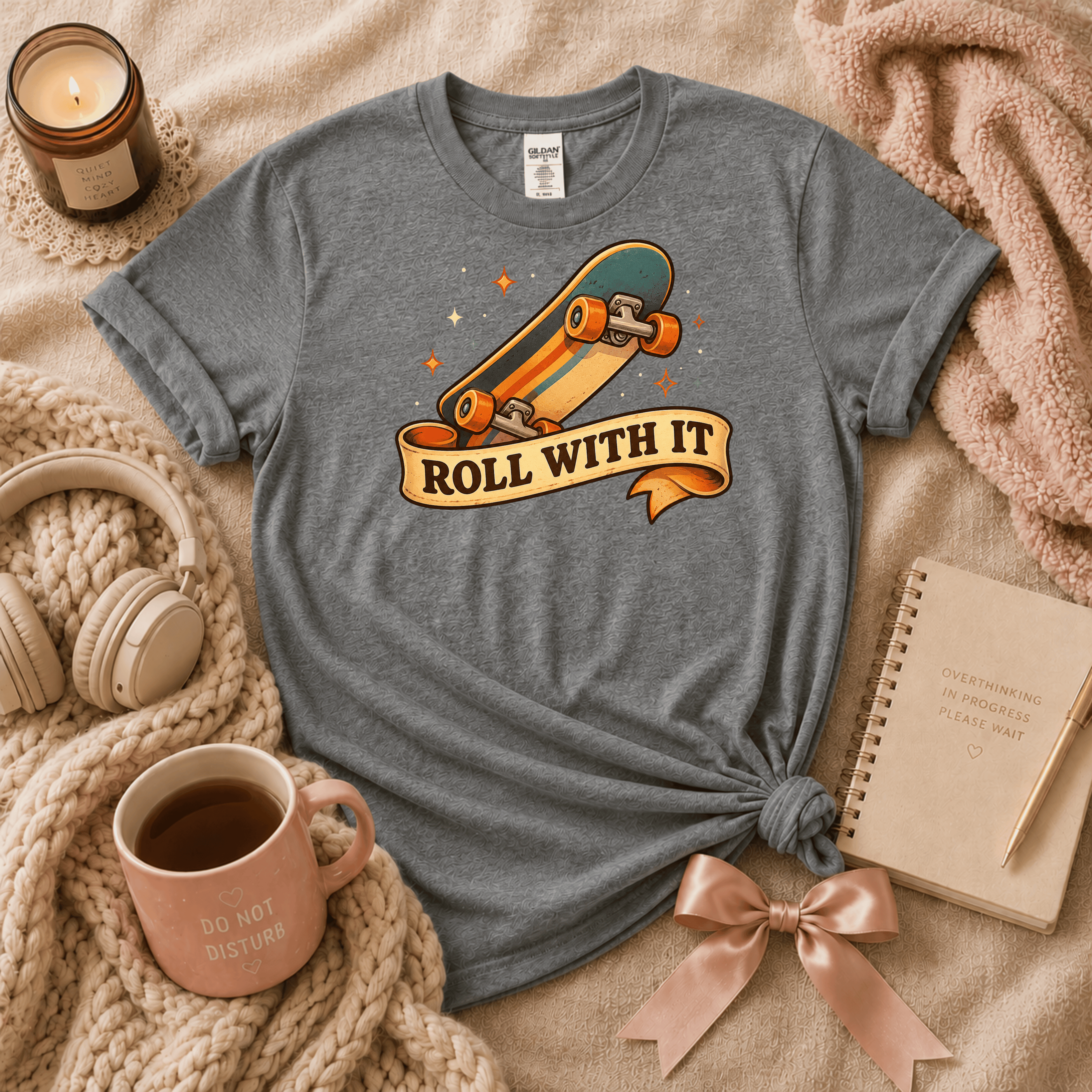 Roll With It Skateboard | Cute Food Graphic T-Shirt
