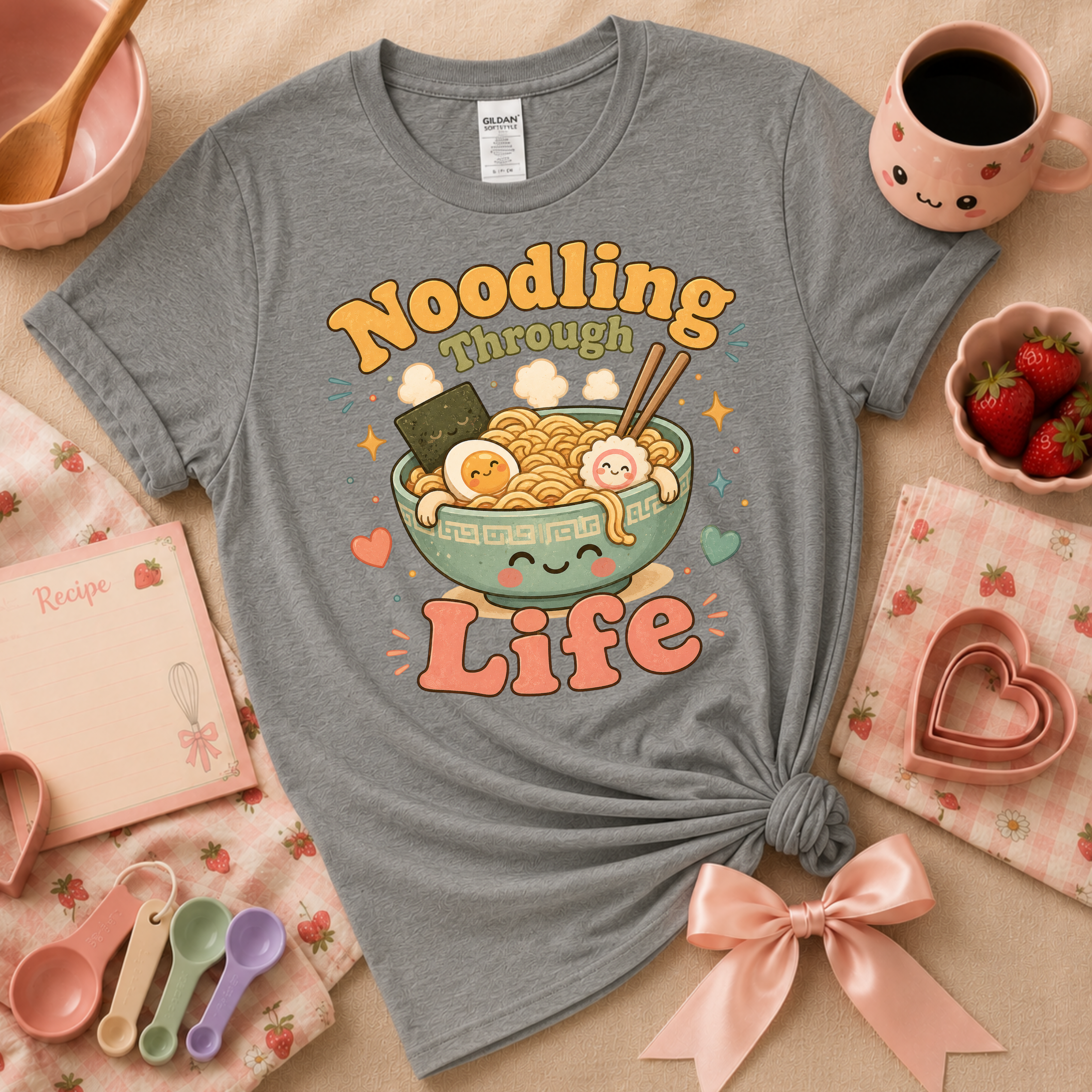 Noodling Through Life | Cute Food Graphic T-Shirt
