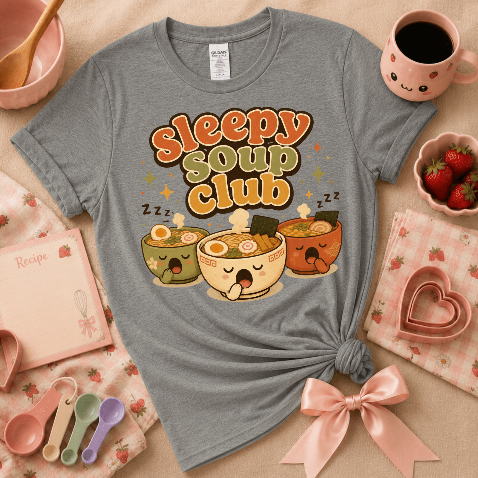 Sleepy Soup Club | Cute Food Graphic T-Shirt