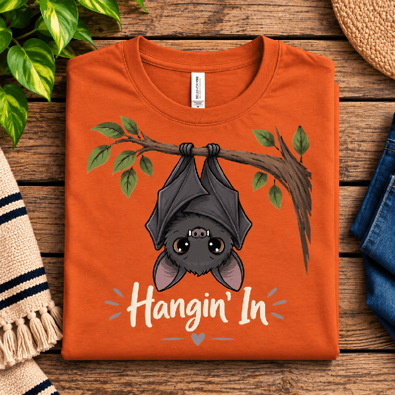 Hangin' In Premium T-Shirt in burnt orange, folded close-up