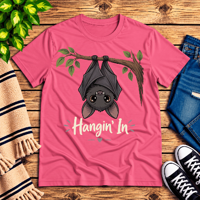 Hangin' In Premium T-Shirt in charity pink, flat lay
