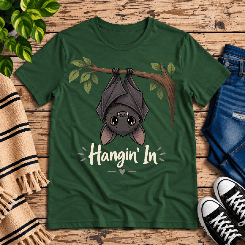 Hangin' In Premium T-Shirt in evergreen, flat lay
