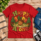 Happy Alone Premium T-Shirt in red, flat lay