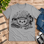Happy Coffee Premium T-Shirt in athletic heather gray, flat lay