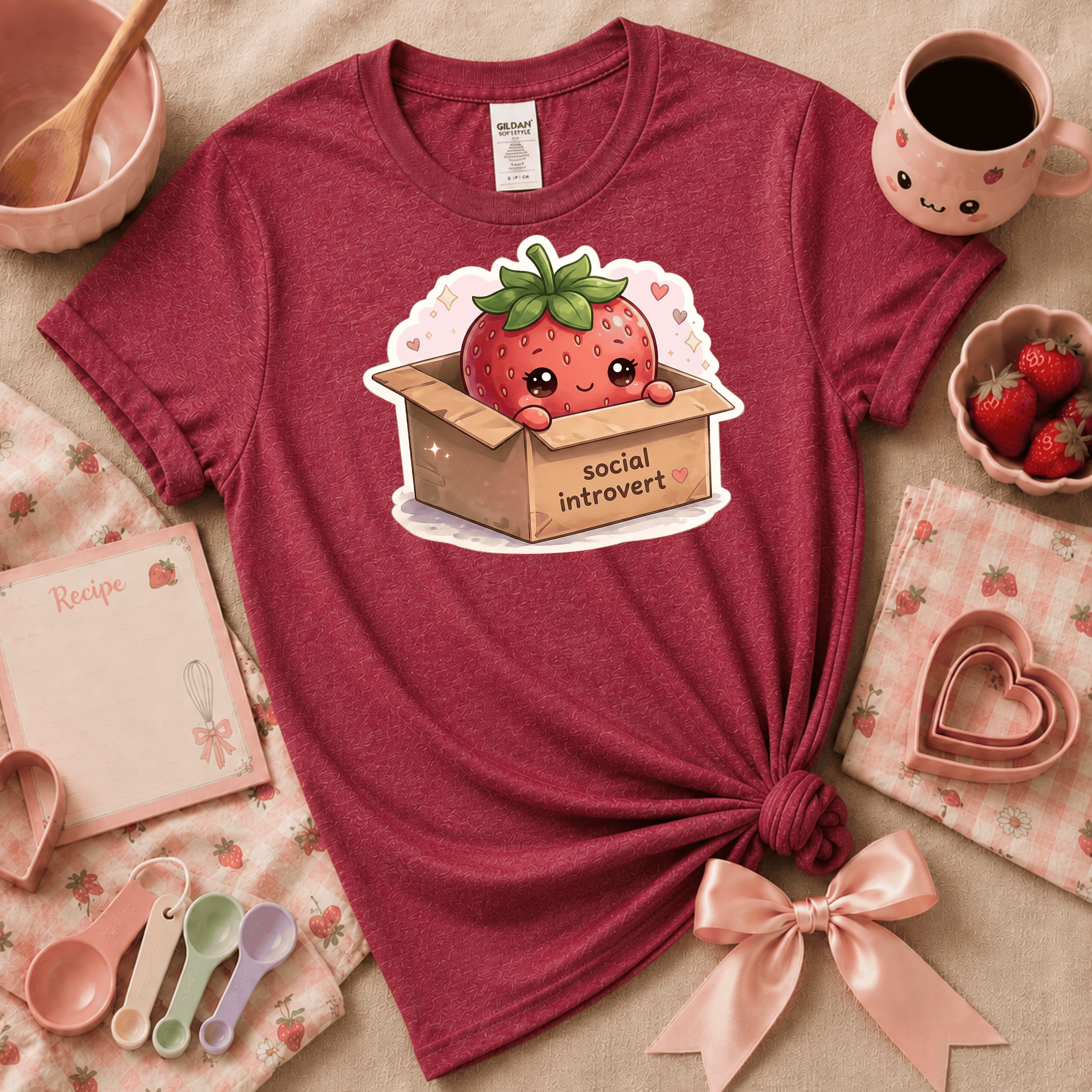 Strawberry Box | Cute Food Graphic T-Shirt