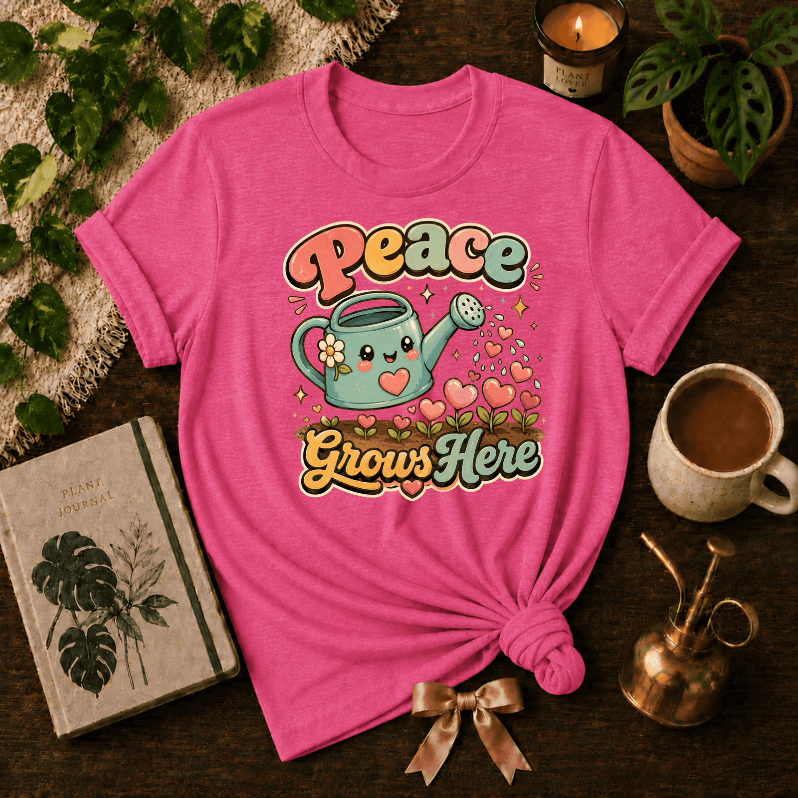 Peace Grows Here | Plant Lover Graphic T-Shirt
