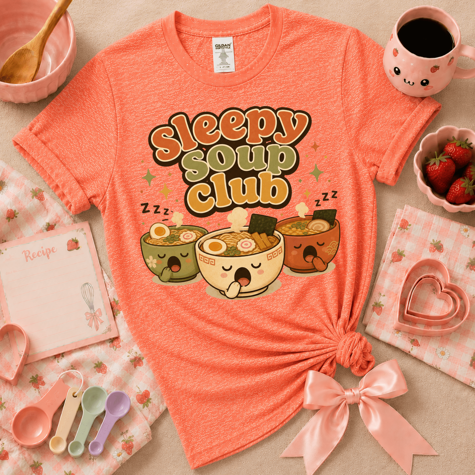 Sleepy Soup Club | Cute Food Graphic T-Shirt