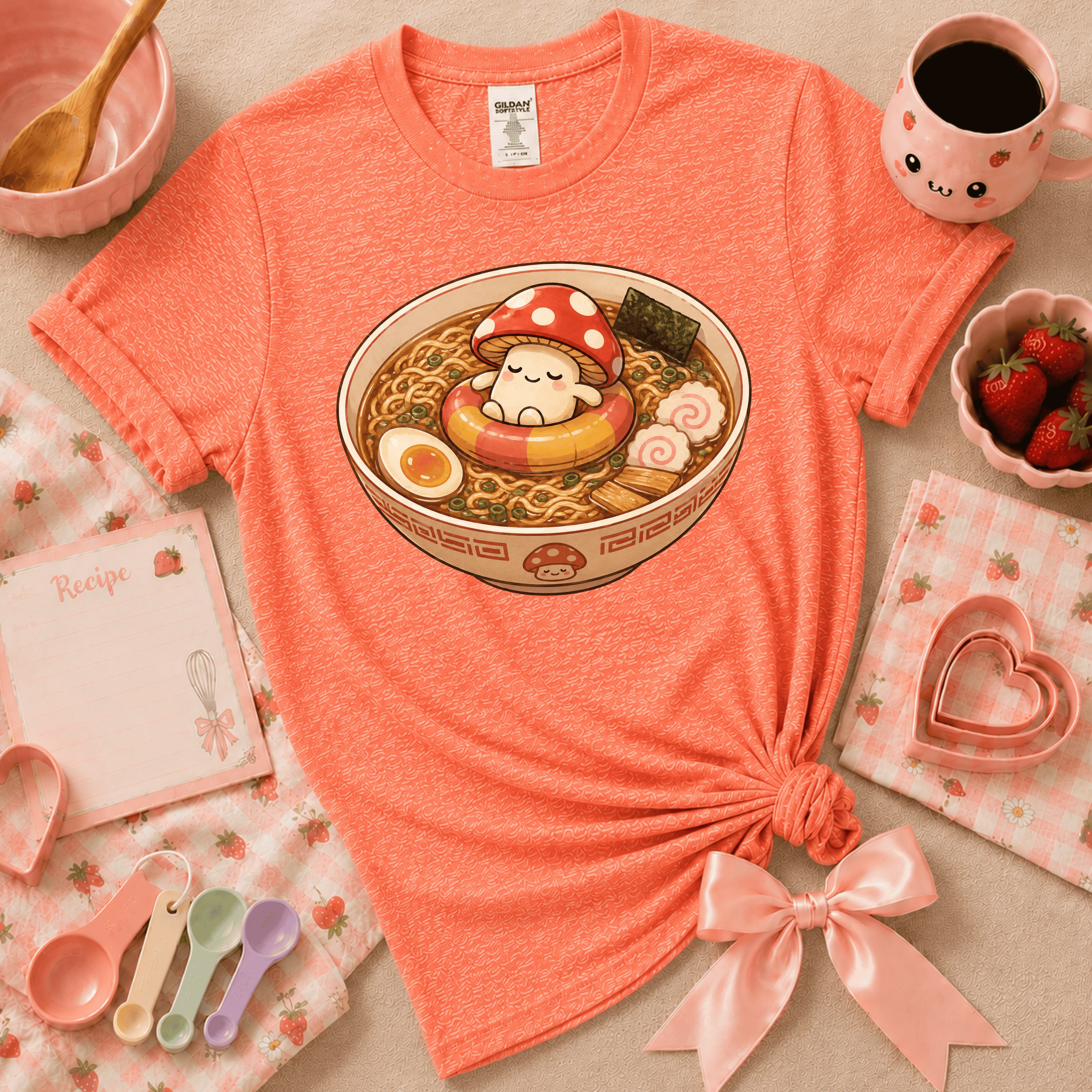 Mushroom Float | Cute Food Graphic T-Shirt