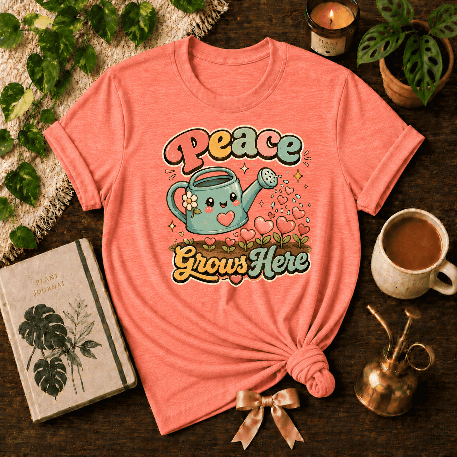 Peace Grows Here | Plant Lover Graphic T-Shirt