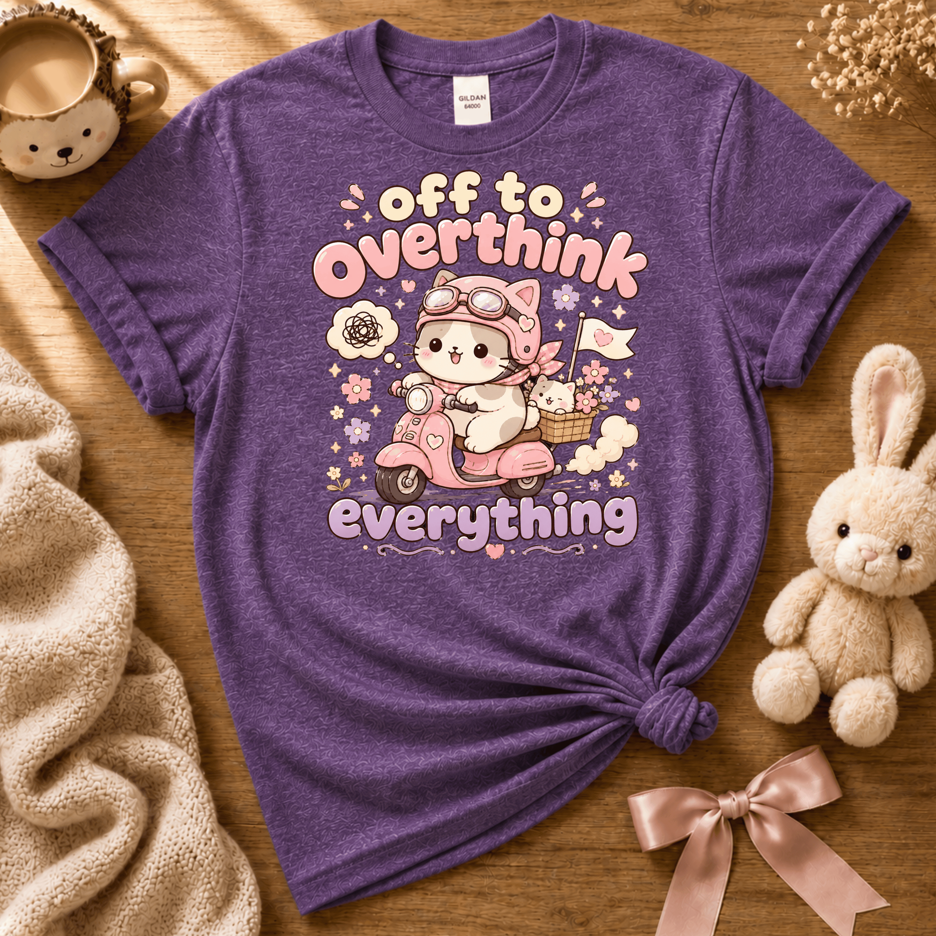 Overthink Cat | Cute Animal Graphic T-Shirt