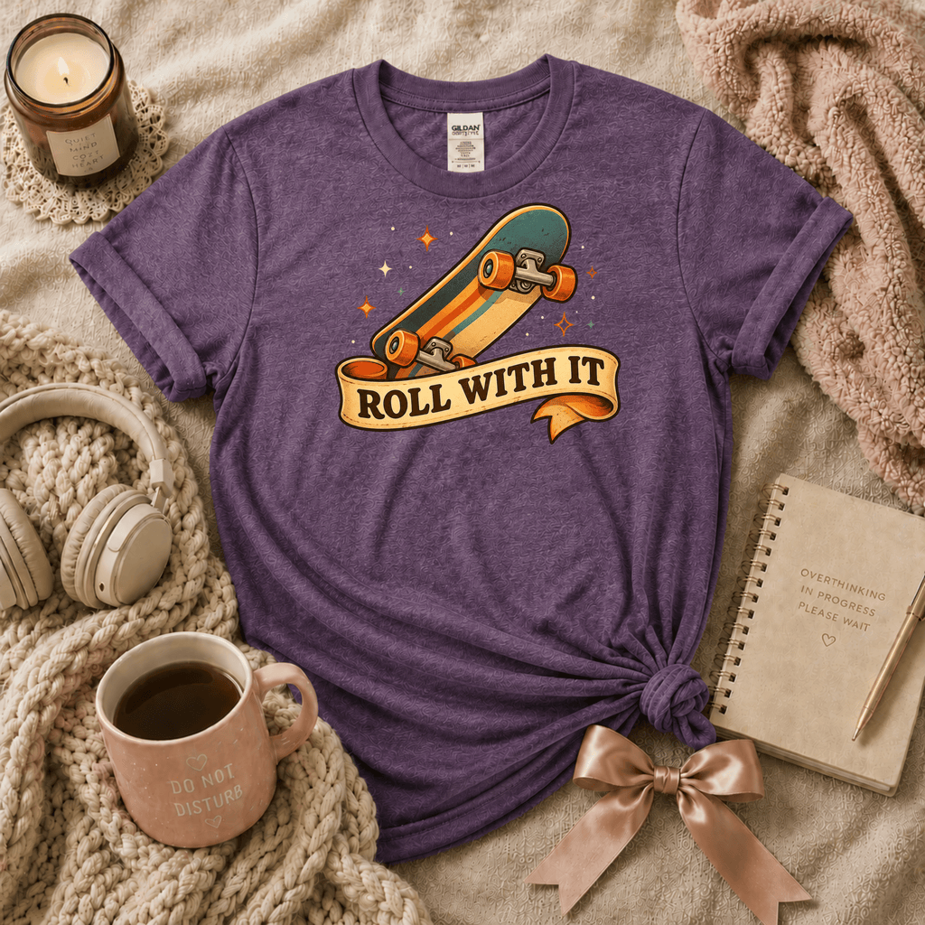 Roll With It Skateboard | Cute Food Graphic T-Shirt