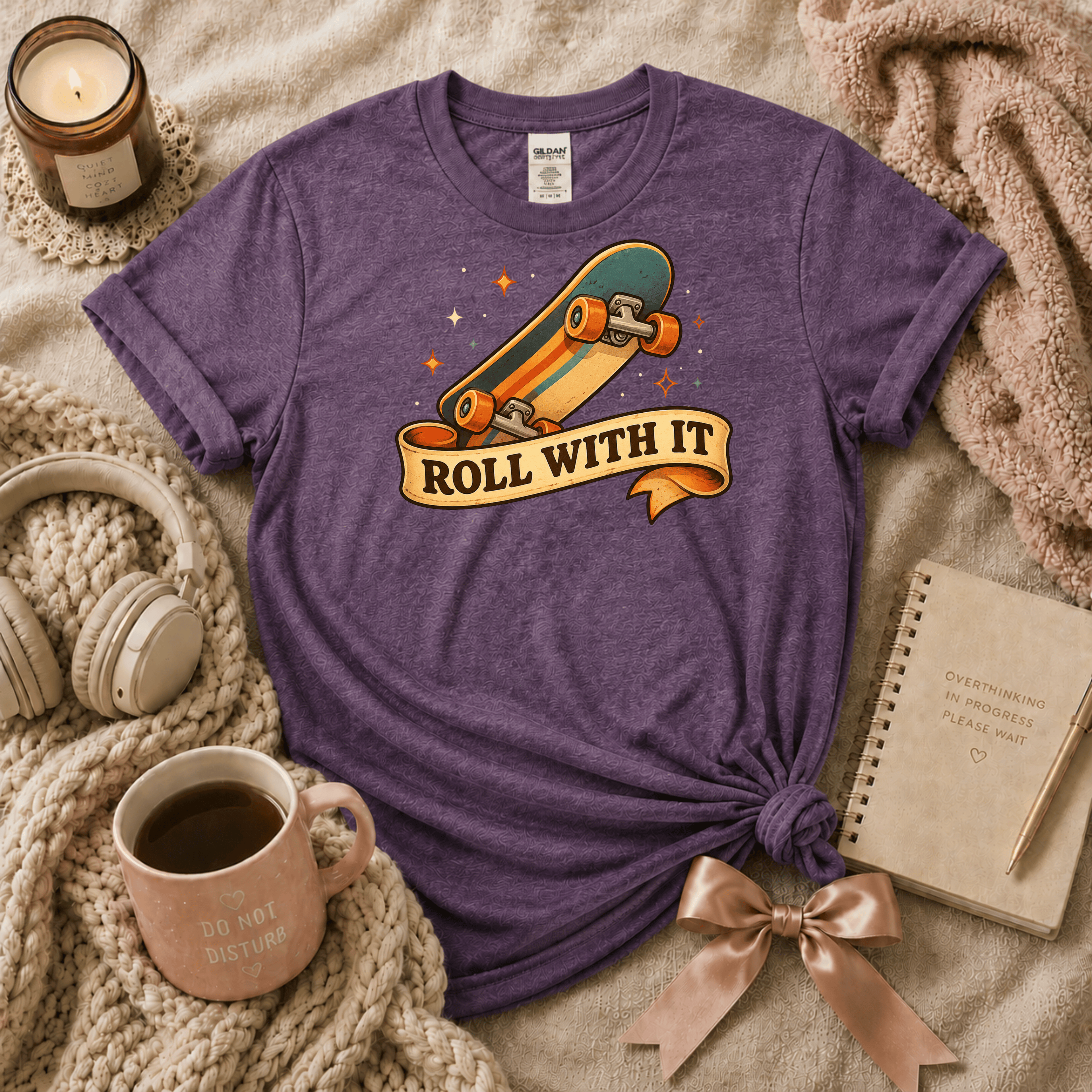 Roll With It Skateboard | Cute Food Graphic T-Shirt