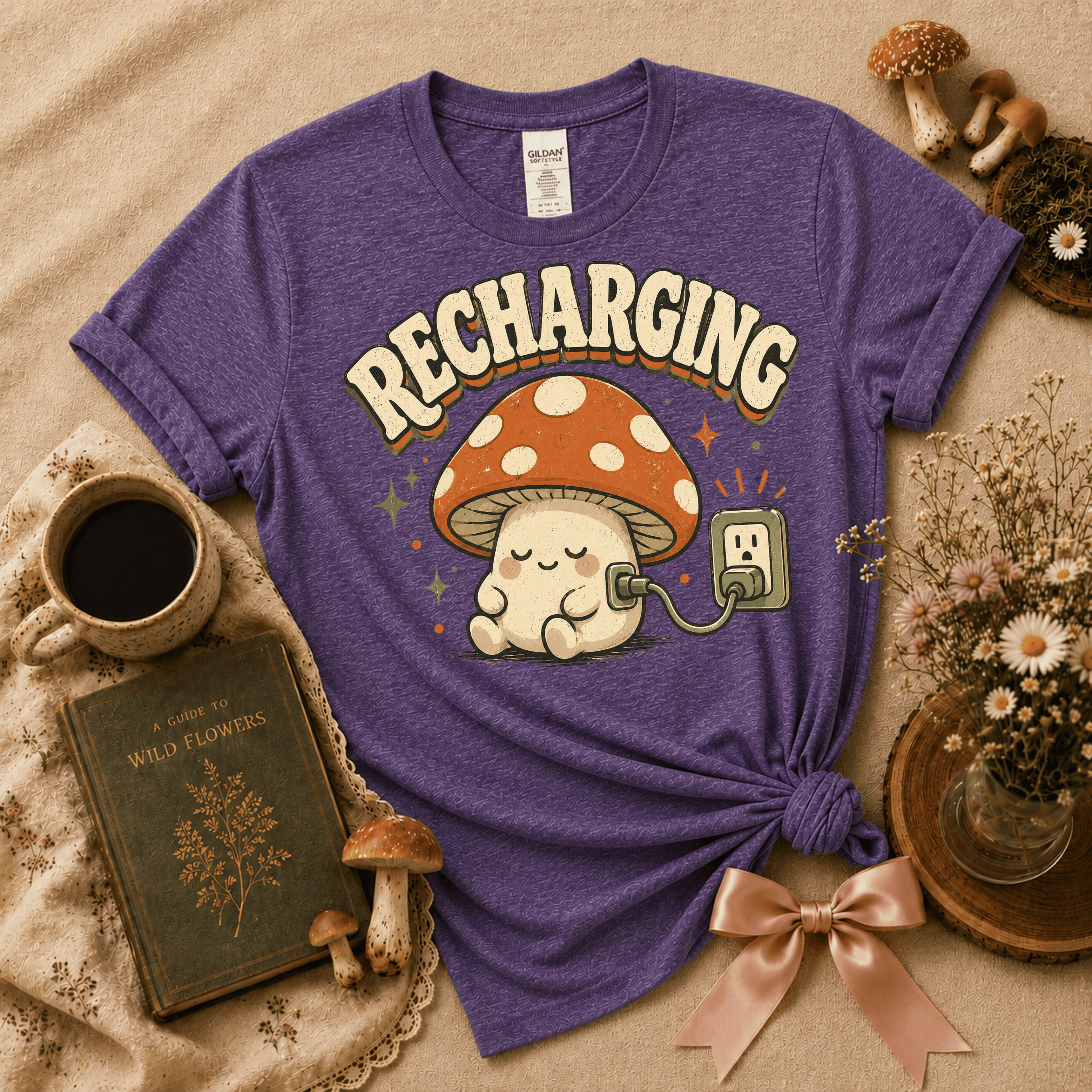 Recharging Mushroom | Cottagecore Graphic T-Shirt