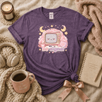 No Signal introvert graphic t-shirt cozy flat lay in heather purple.
