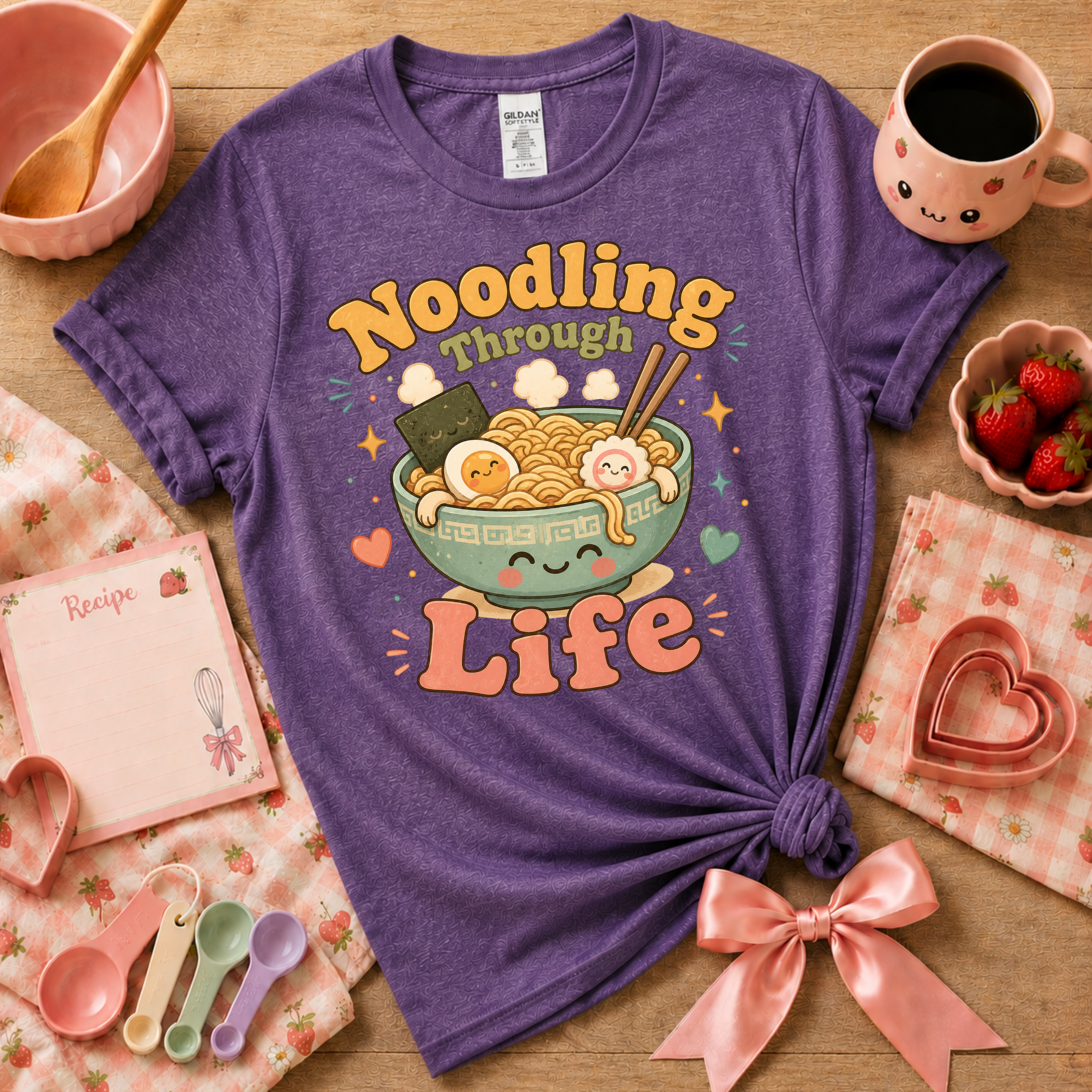 Noodling Through Life | Cute Food Graphic T-Shirt