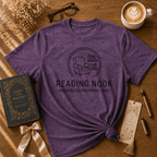 Reading Nook book lover graphic t-shirt cozy flat lay in heather purple.
