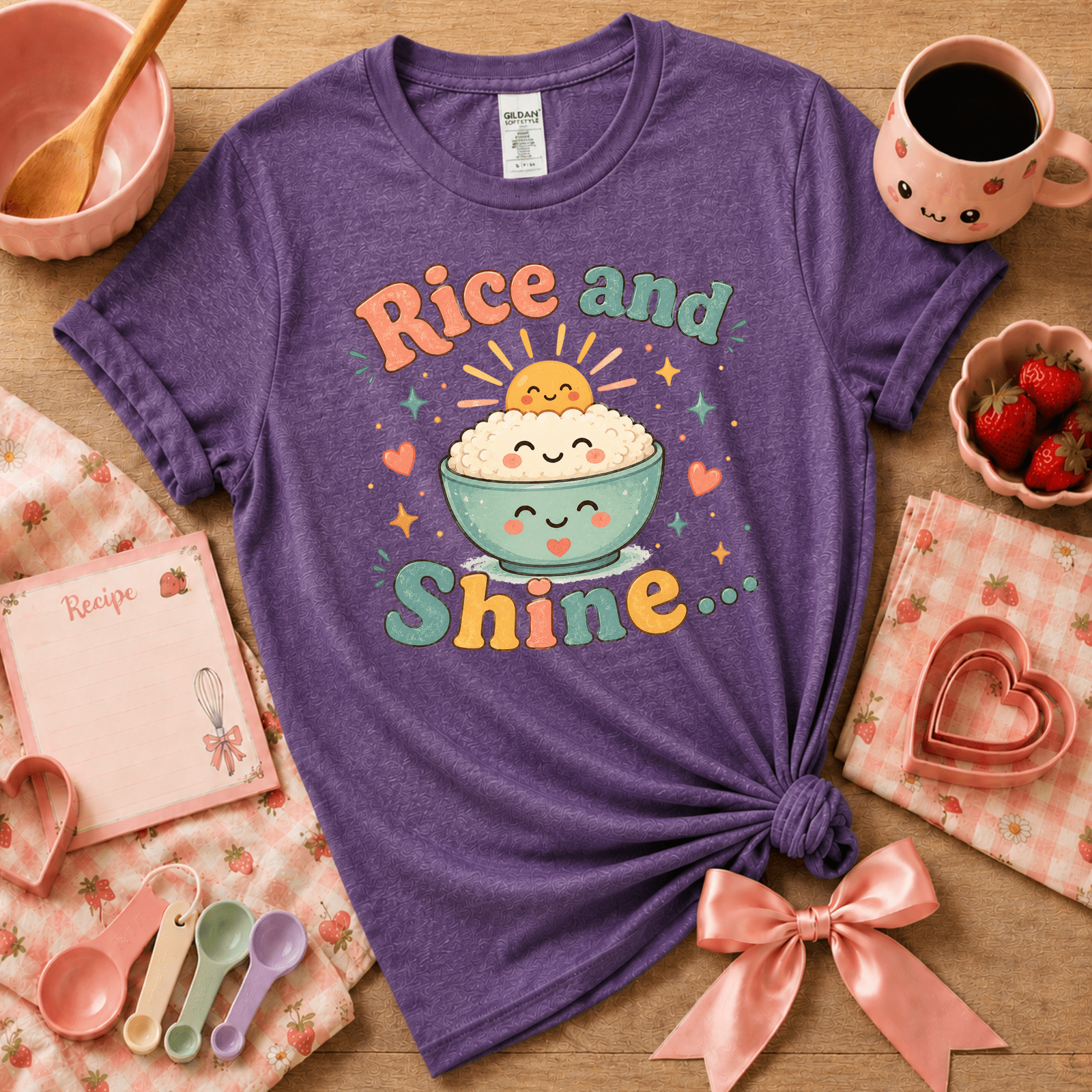 Rice And Shine | Cute Food Graphic T-Shirt