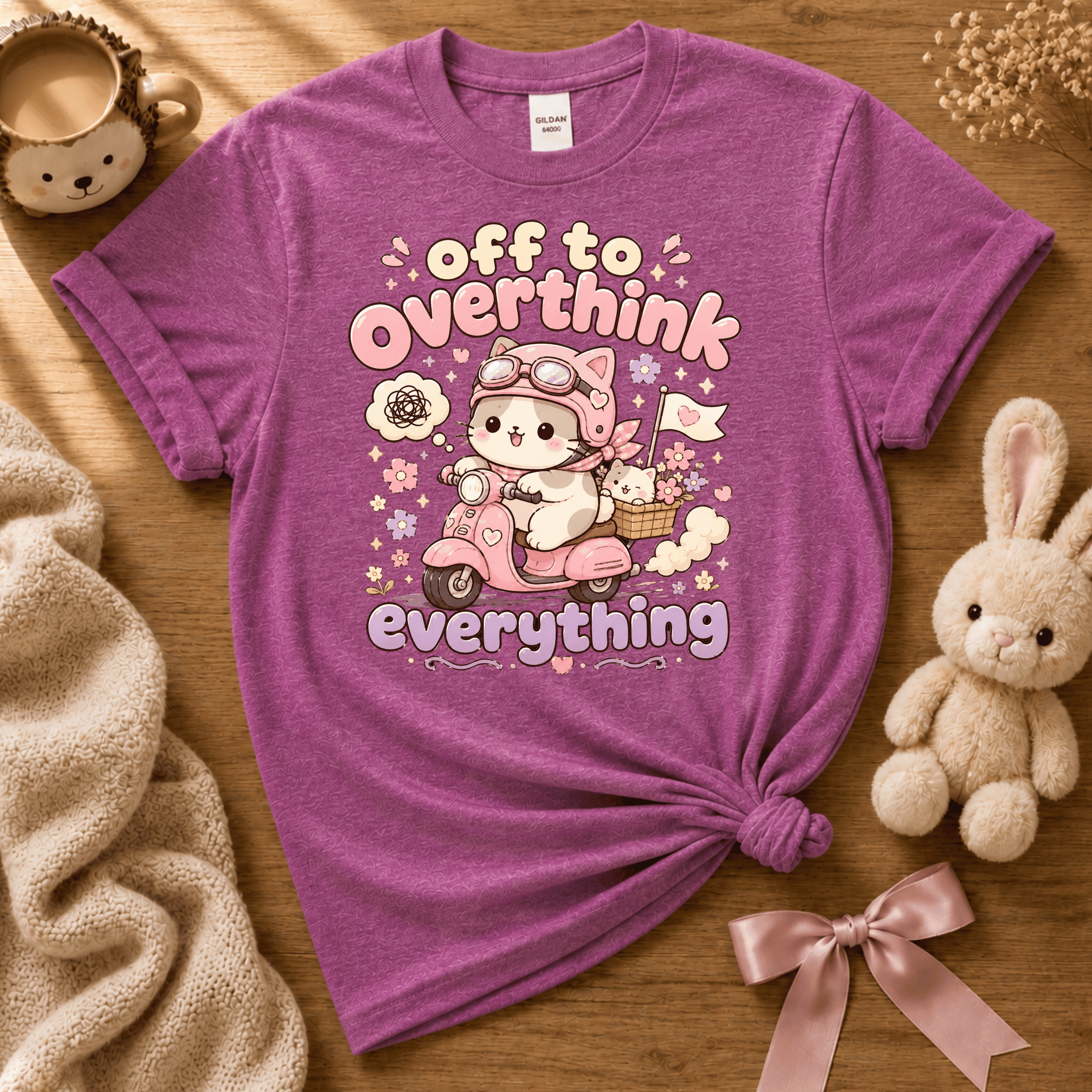 Overthink Cat | Cute Animal Graphic T-Shirt