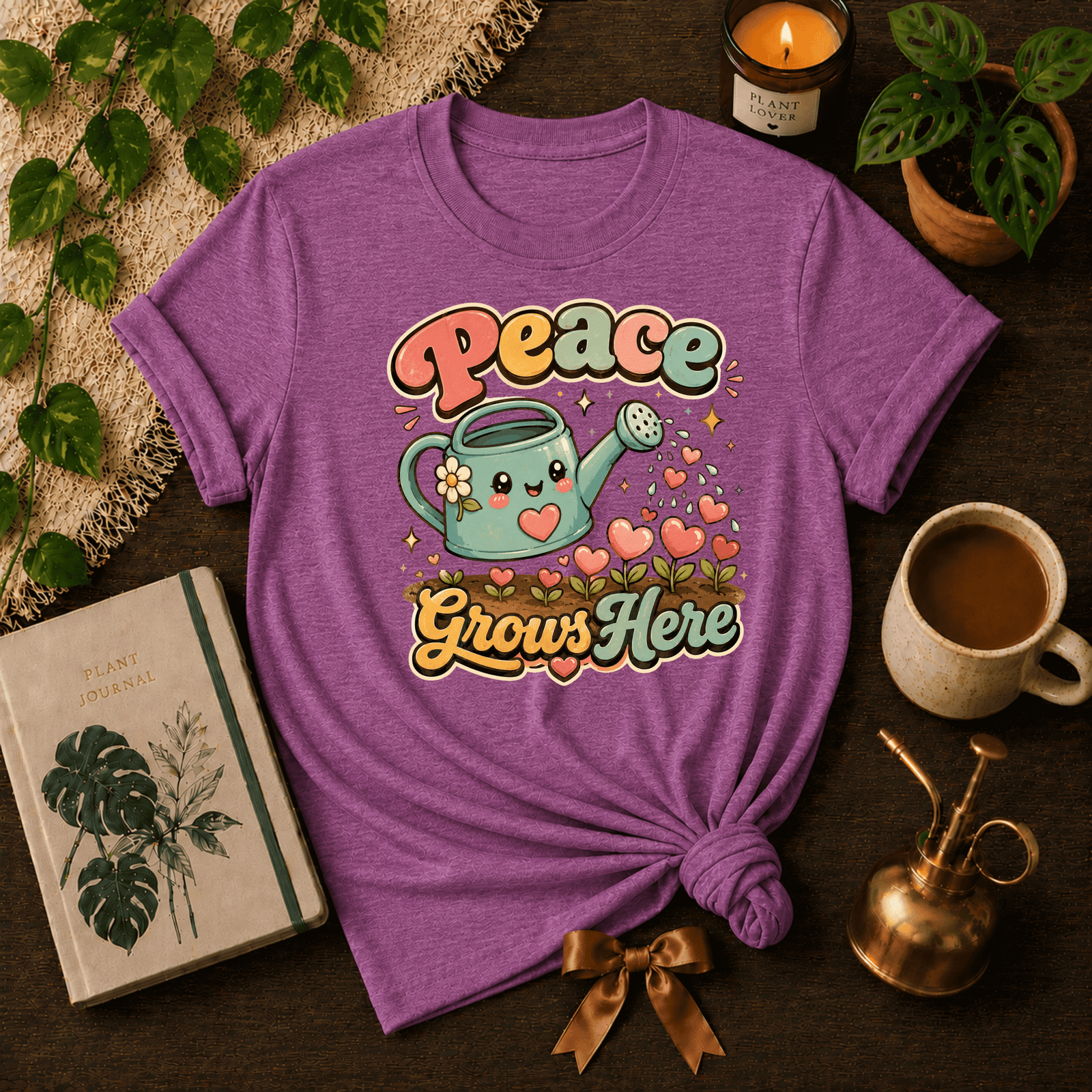 Peace Grows Here | Plant Lover Graphic T-Shirt