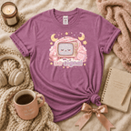 No Signal introvert graphic t-shirt cozy flat lay in heather radiant orchid.