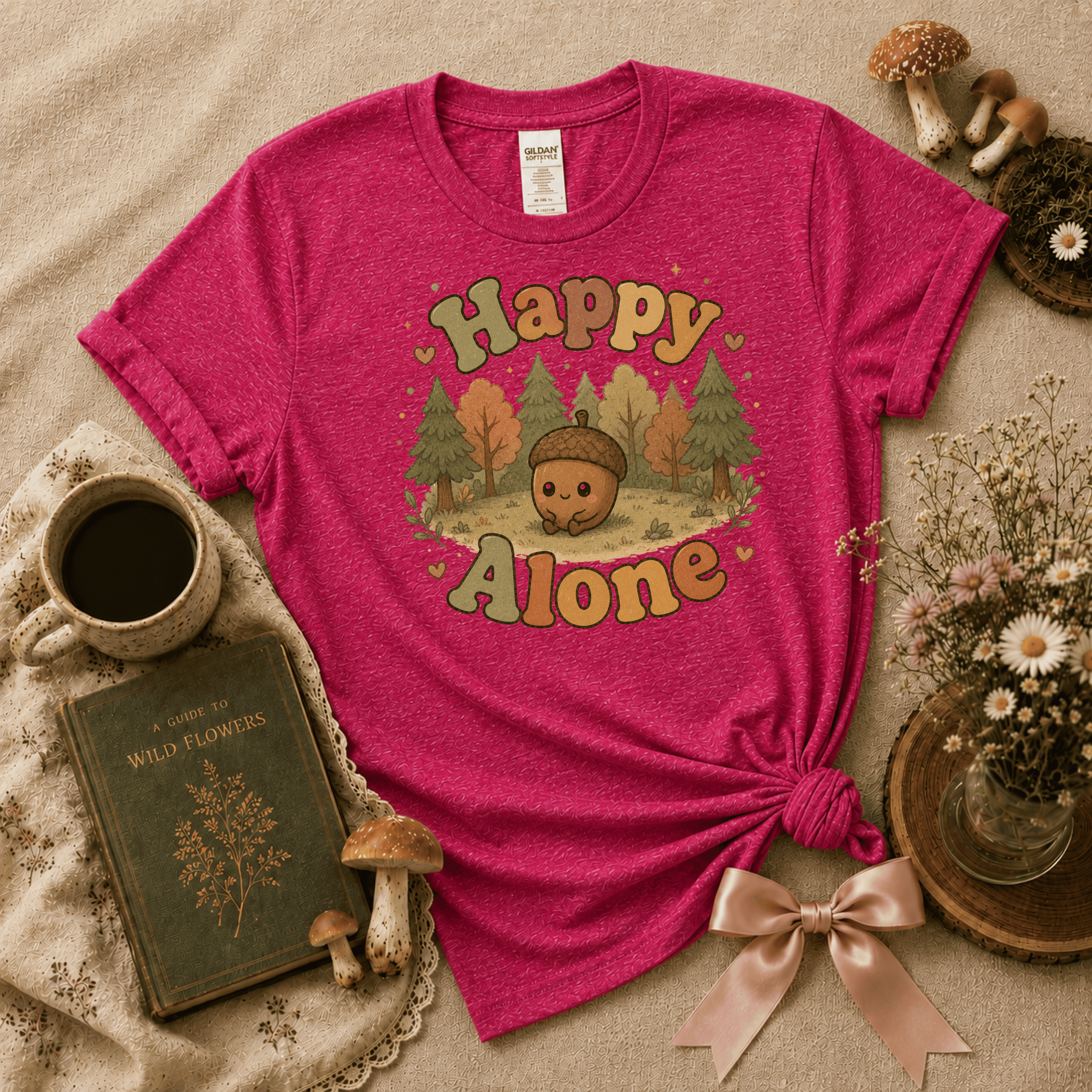 Happy Alone | Cottagecore Graphic T-Shirt