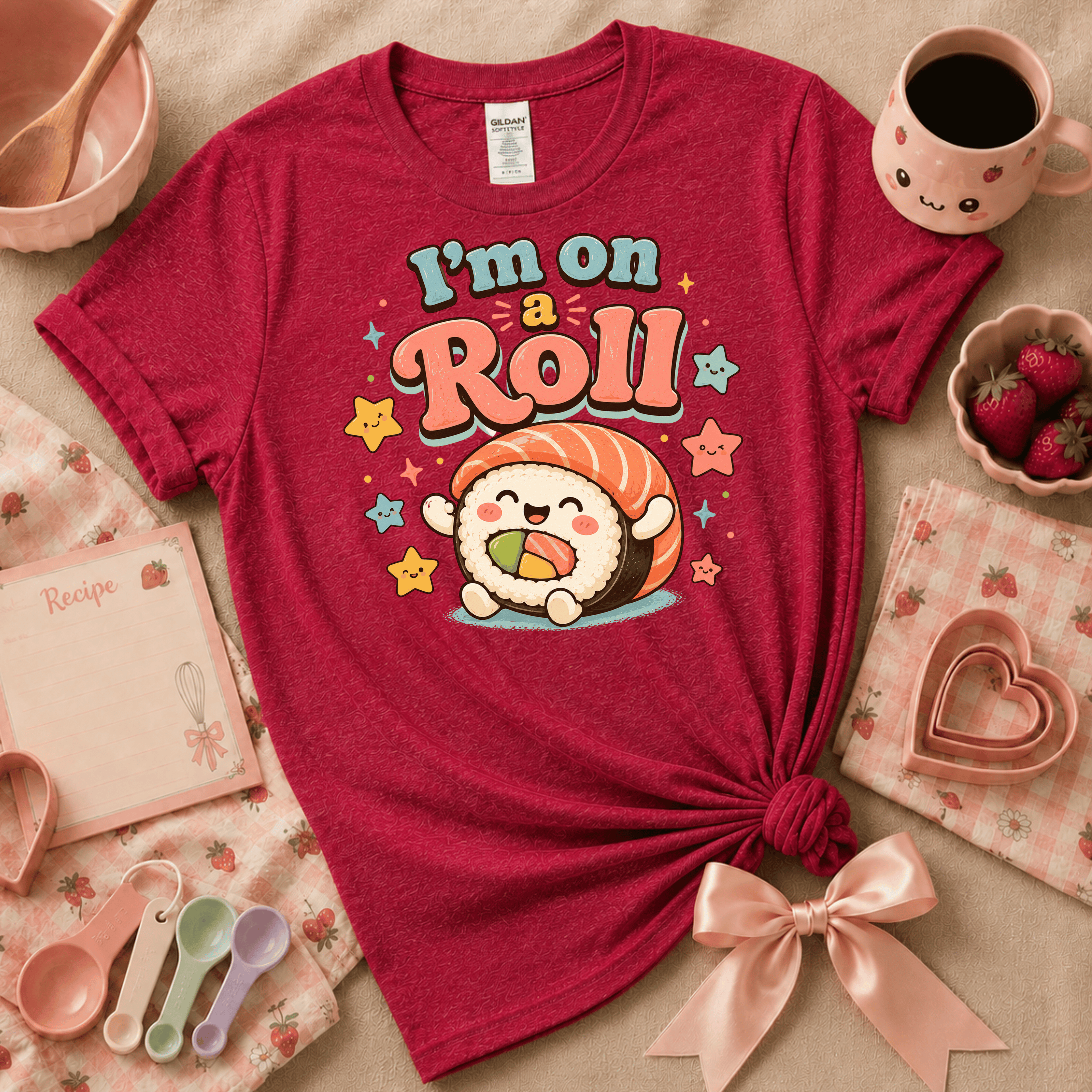 I'm On A Roll | Cute Food Graphic T-Shirt