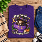 Hex Yeah Premium T-Shirt in team purple, folded close-up with neck tag showing