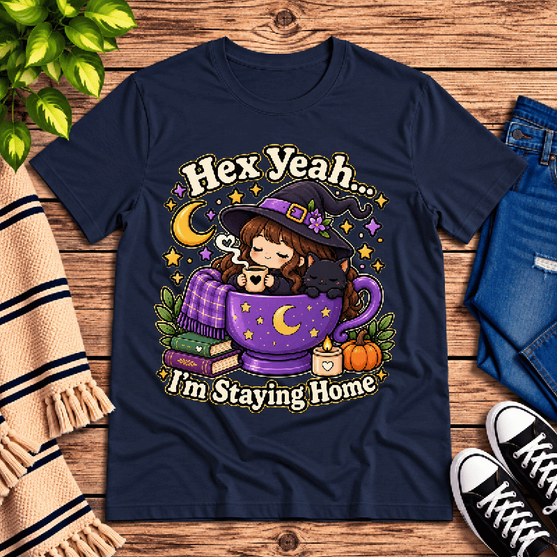 Hex Yeah Premium T-Shirt in navy, flat lay