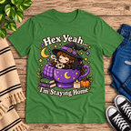Hex Yeah Premium T-Shirt in leaf green, flat lay