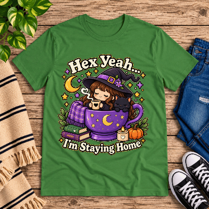 Hex Yeah Premium T-Shirt in leaf green, flat lay
