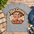 Hot Cocoa Club Premium T-Shirt in athletic heather gray, flat lay