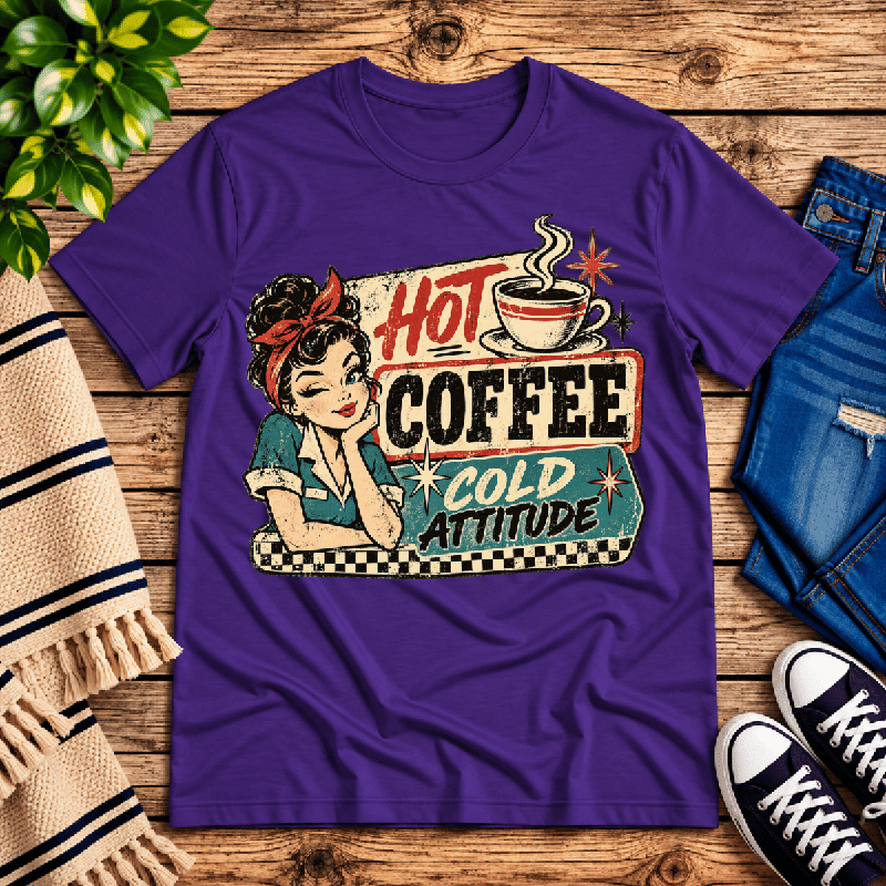 Hot Coffee Premium T-Shirt in team purple, flat lay