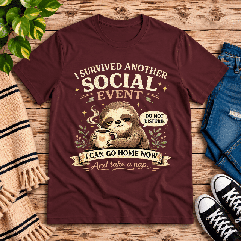 I Survived Premium T-Shirt in maroon, flat lay