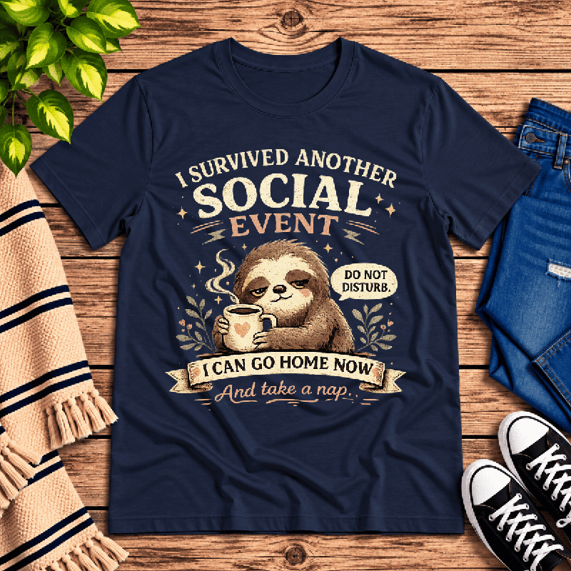 I Survived Premium T-Shirt in navy, flat lay