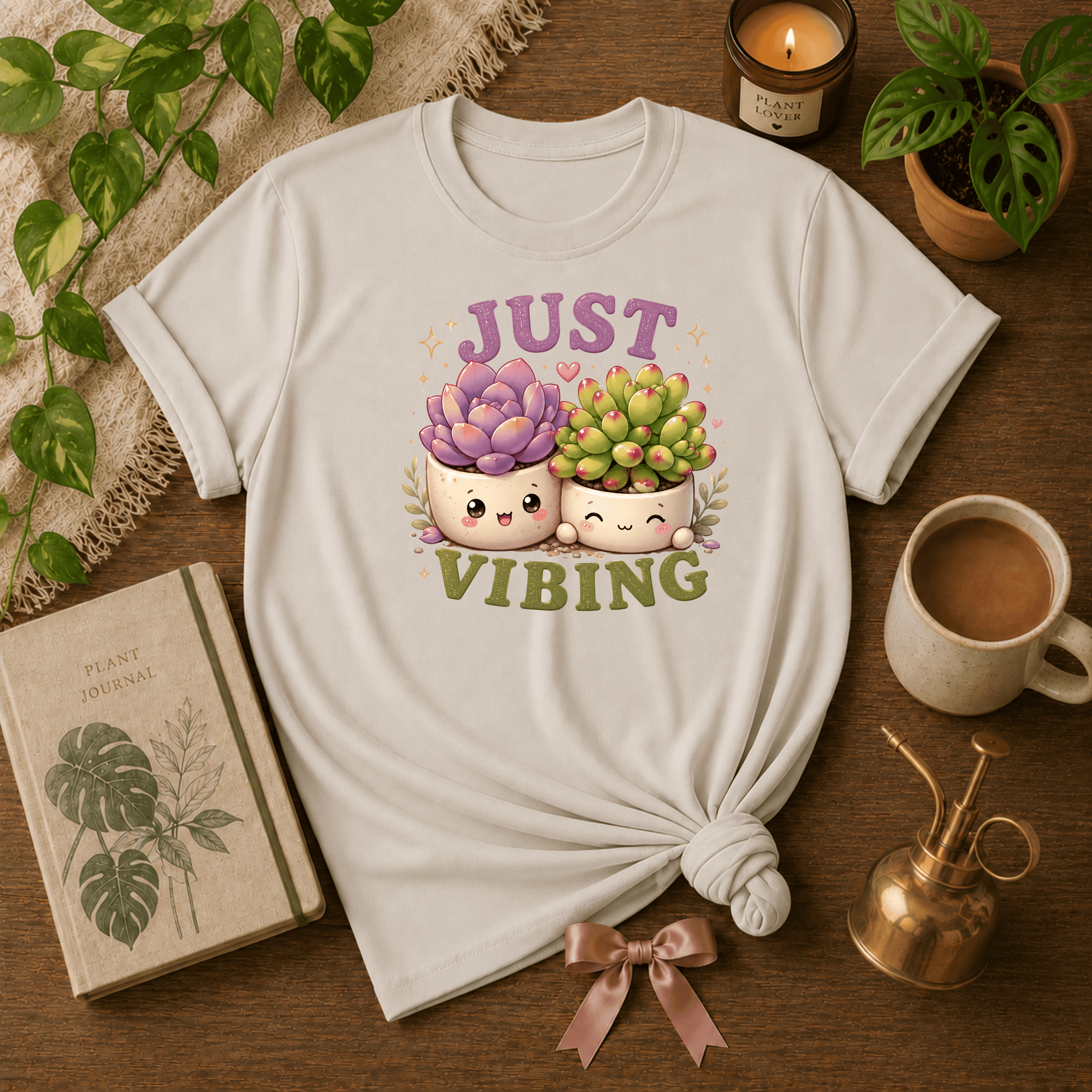 Just Vibing | Plant Lover Graphic T-Shirt