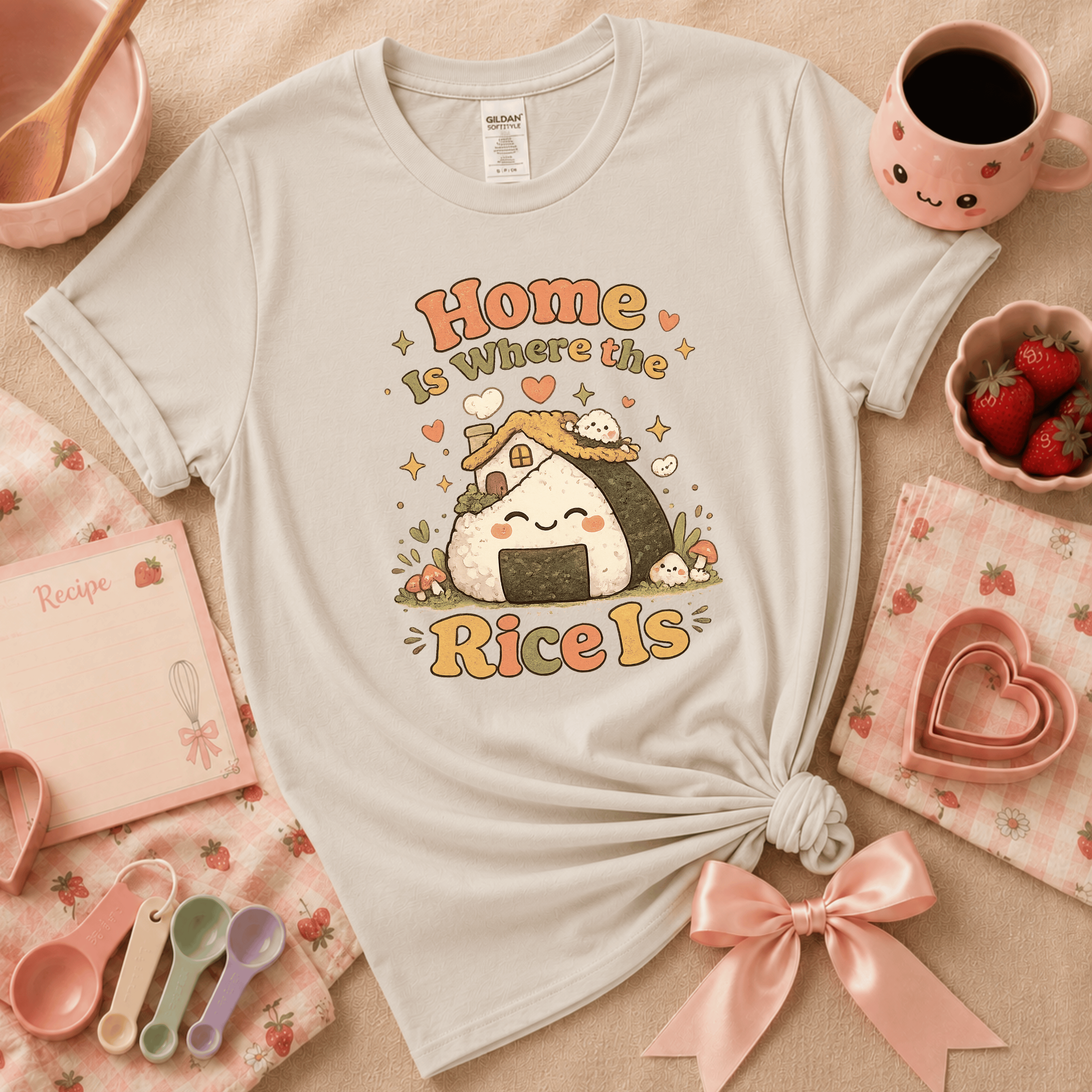 Home Is Where The Rice Is | Cute Food Graphic T-Shirt