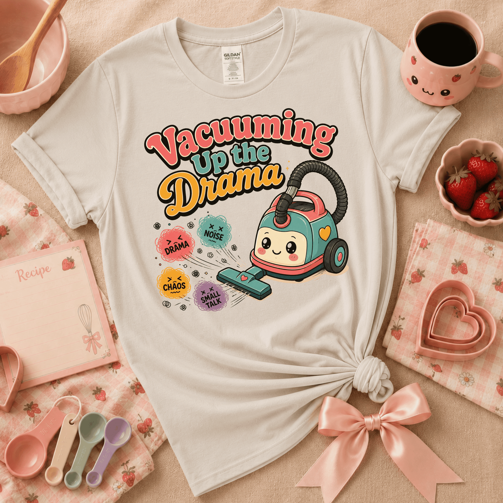 Vacuuming The Drama | Funny Introvert Graphic T-Shirt