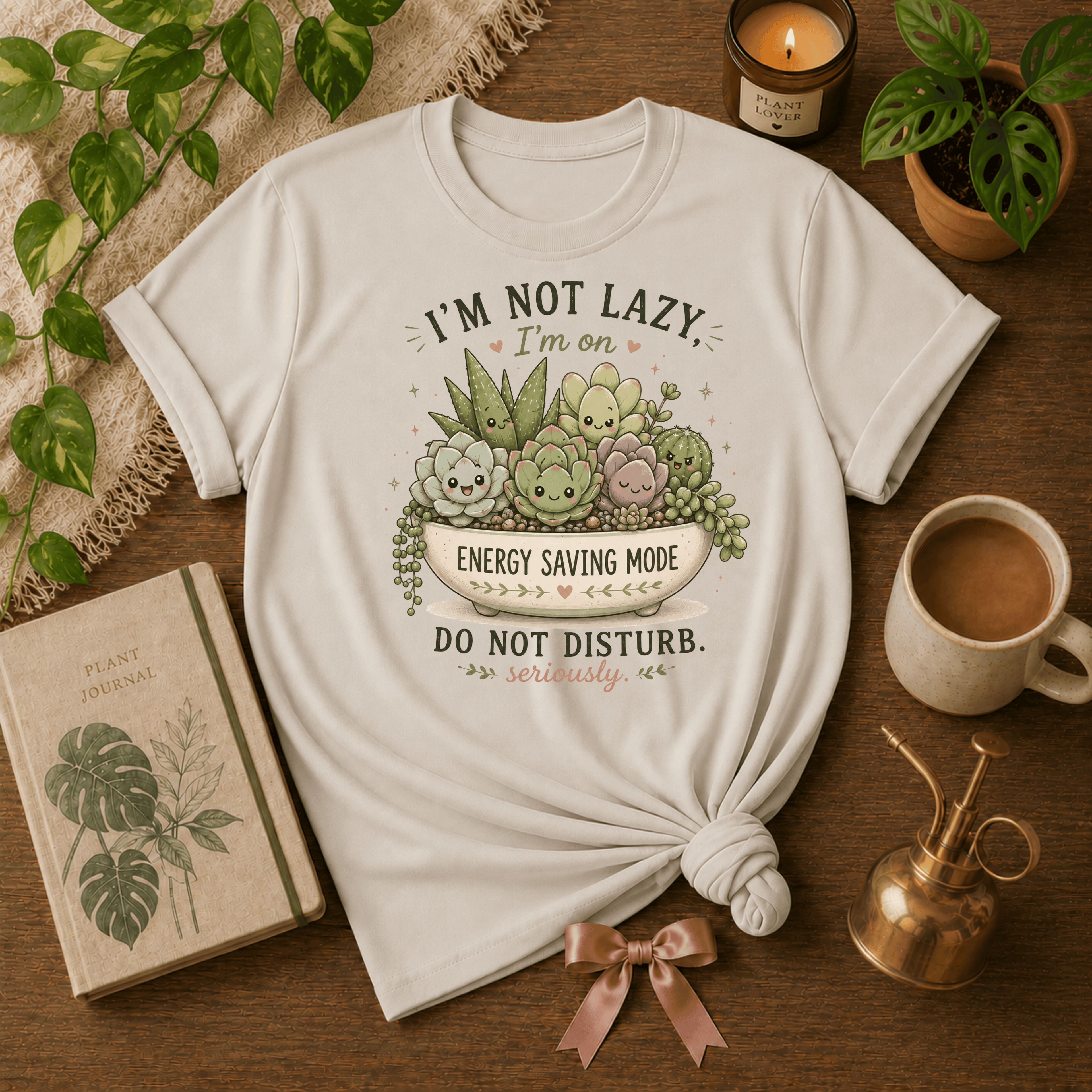 Energy Saving Mode | Plant Lover Graphic T-Shirt