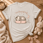 Recharging Cat | Cute Animal Graphic T-Shirt