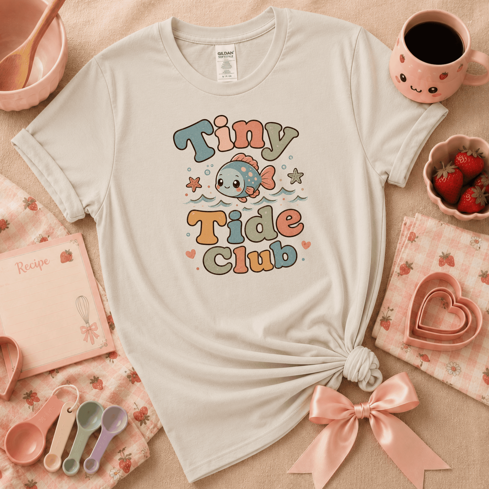 Tiny Tide Club cute animal graphic t-shirt cozy flat lay in ice grey.