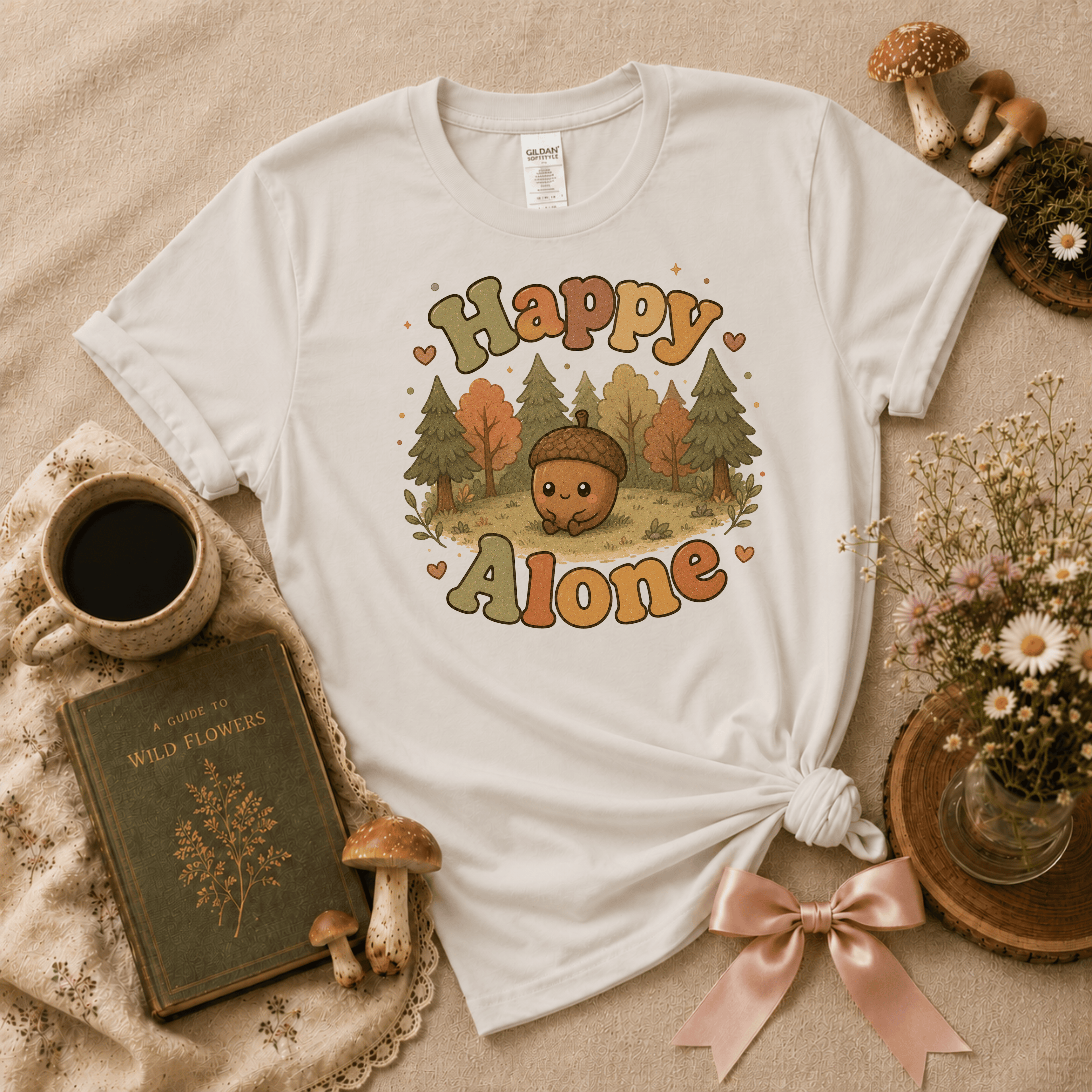Happy Alone | Cottagecore Graphic T-Shirt