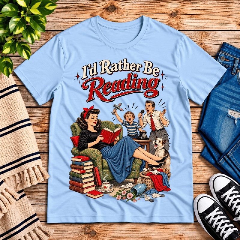 I'd Rather Be Premium T-Shirt in baby blue, flat lay